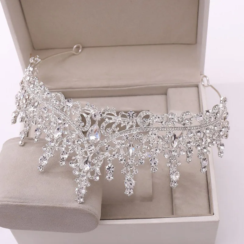 Itacazzo Bridal Headwear Set Crown Necklace Earrings Four Piece Silver-Colour Fashion Tiaras for Women Wedding Birthd,bridal jewelry sets
