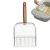 Stainless Steel Cat Litter Scoop Long Handled Hollow Design Pet Waste Picker Wooden Handle Easy Clean Waste Removal Sifting Tool 5
