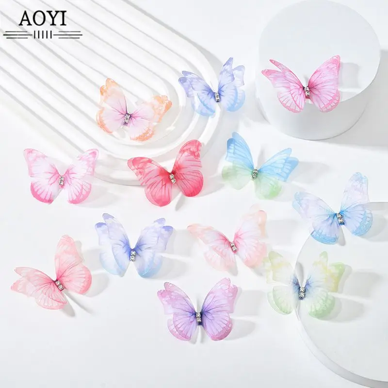 5cm 20pcs 3D Butterfly Appliqué Mesh Patch for DIY Crafts and Decorations