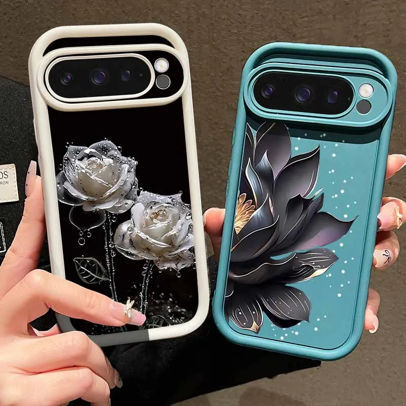 Floral Rose Pattern Shockproof TPU Phone Case - Solid Color, Soft Cover