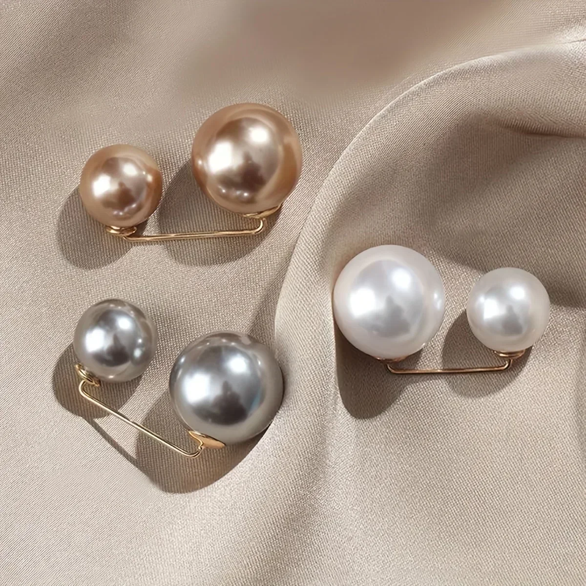 3/6Pcs Double Pearl Brooch Pins