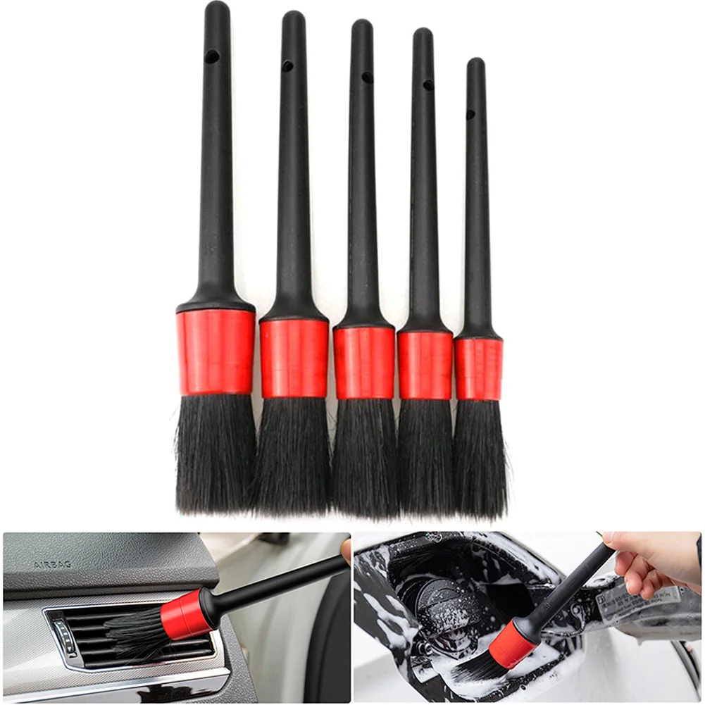 5PCS Car Brushes Car Detailing Brush Set Long Soft Bristle For Car