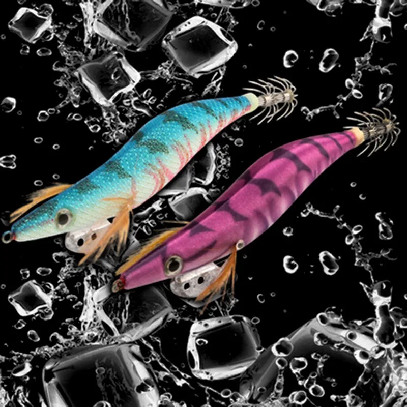 10Pcs Squid Jig Egi Bait 2.5# 3.0# 3.5# Glow Wood Shrimp Luminous Squid Hook Eging Octopus Cuttlefish Webfoot Sea Fishing Lures