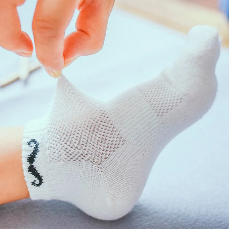5 Pairs Baby Pure Cotton Toe Socks Short Cartoon Beard Pattern Mesh Breathable Casual 5 Finger Socks for 3-6-12Y Kids Boys Girs 2 Sfa4f7ba1a4bf40dbb7cf8cabf3e664080