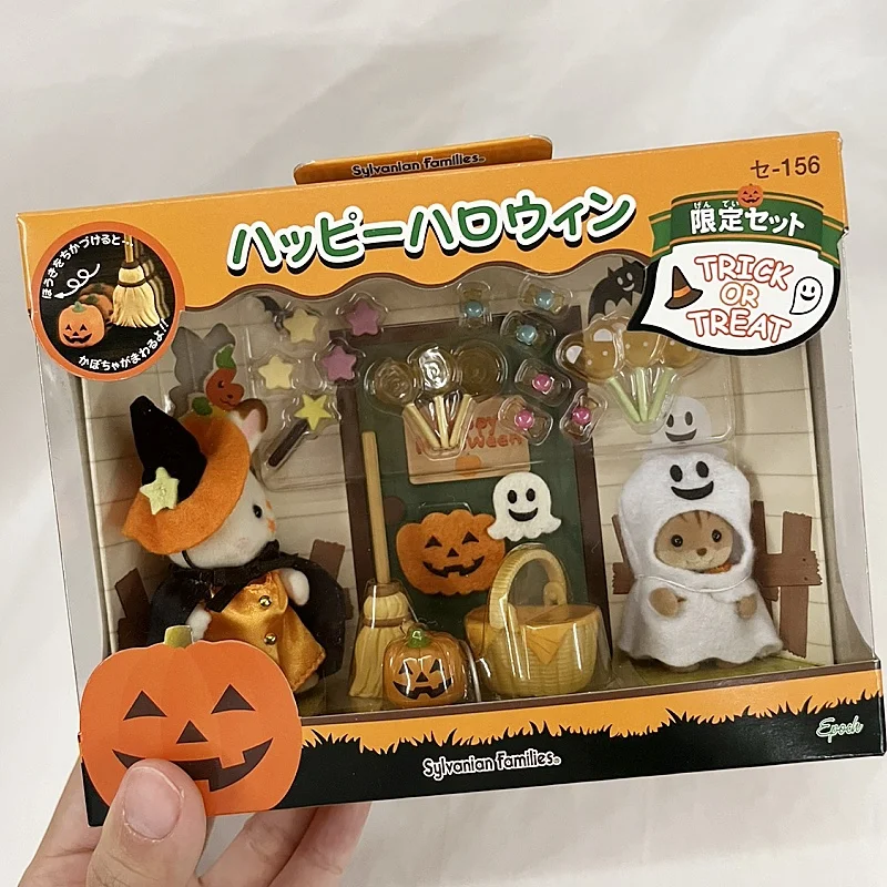 

Anime Sylvanian Families Figure Halloween Party Series Pumpkin Coach Kawaii Cute Doll Toy For Girls Room Ornament Birthday Gift