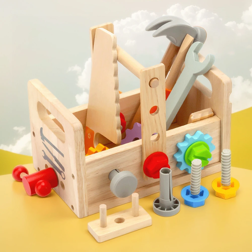 Wooden Kids Tool Set Pretend Play Construction Toy Wooden Toddler Tool for Kids 2 3 4 5 Year Old Gifts for Boys Girls