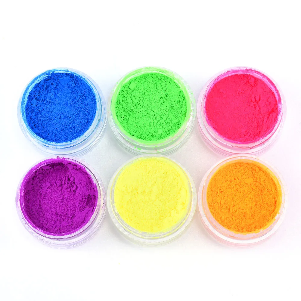 6 Colors Fluorescent Neon Powder Eyeshadow Glitter Matte Shimmer Glow In Dark Eye Shadow Matte Cosmetics Beauty Makeup for Nails