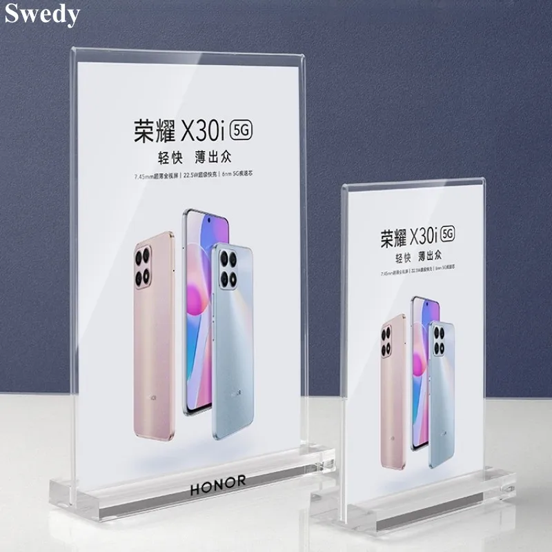 

A5 148x210mm T Shape Acrylic Sign Holder Display Stand Plastic Restaurant Menu Paper Card Stand Photo Picture Poster Frame