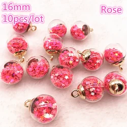Set of 10 Vibrant Glass Star Charms - 16mm Transparent Spheres for Jewelry & Hair Accessories (02 rose)