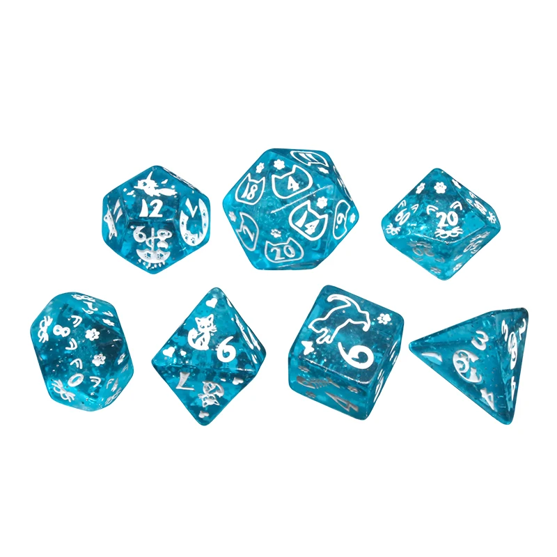 7 Pcs New Double Colors Dice Polyhedral Gold Font Digital Dices Kit TRPG RPG D20 D12 D10 D8 D6 D4 Table Game Kids Toy polyhedral dice kit