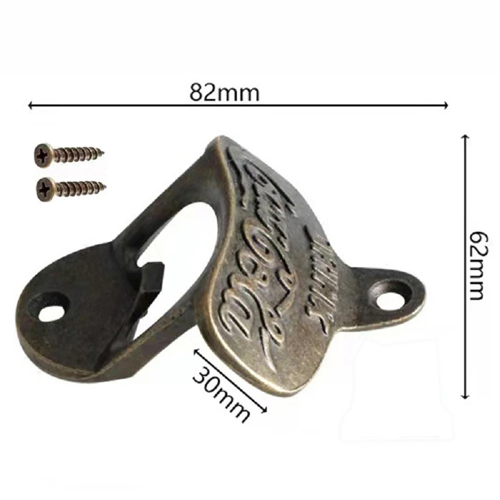 Zinc Alloy Bottle Opener Wall Mounted with Screws Vintage Retro Bronze Color Beer Opener Tool Accessories Bar Decoration Gadgets bottle opener
