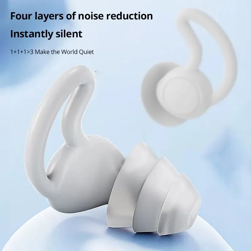 

Soundproof Earplugs Three Layer White Silicone Earplugs Waterproof Swimming Ear Plugs Sleep Noise Reduction Tapones Oido Ruido
