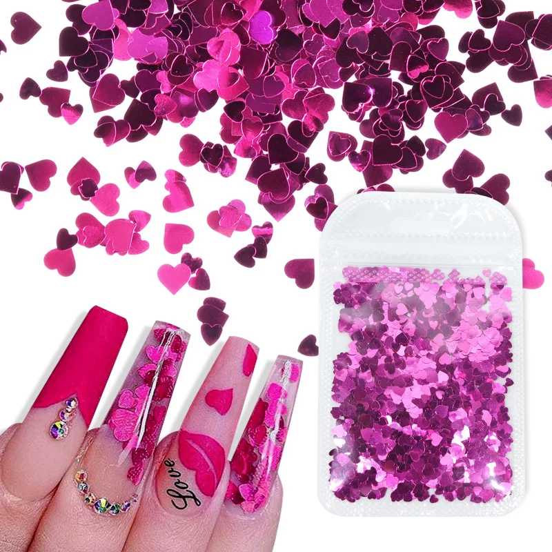 Shiny Love Heart Nail Sequins