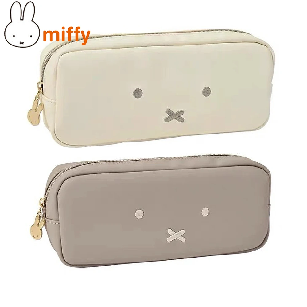 Süße Miffy Kawaii Bleistift Box Leder Wasserdicht Reißverschluss Stickerei Aufbewahrungstasche Cartoon Kaninchen Tragbare Kosmetiktasche Mädchen Geschenk