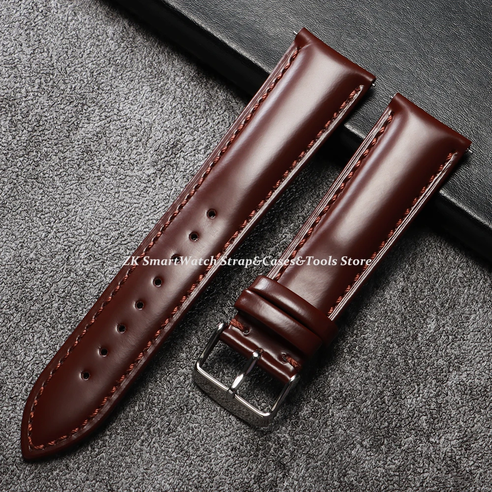 20mm 22mm Universal geöltes Leder Uhrenarmband Schnellverschluss-Armbänder Braun Schwarz Echtlederarmband für Samsung Watch 7/6/5/4 – Detail 9