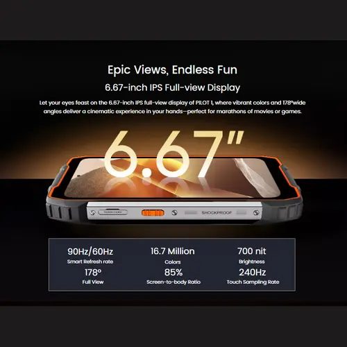 Blackview Oscal PILOT 1 Rugged phone 6.67-inch HD+ 90Hz Display 15000mAh 5W BOX Speaker 6GB 256GB Helio G81 CPU NFC Cellphone - Image 2