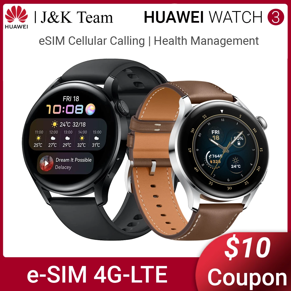 Huawei Watch 3 Smartwatch,esim Cellular Calling,builtin Gps Smart Watch ,14 Days Battery Life