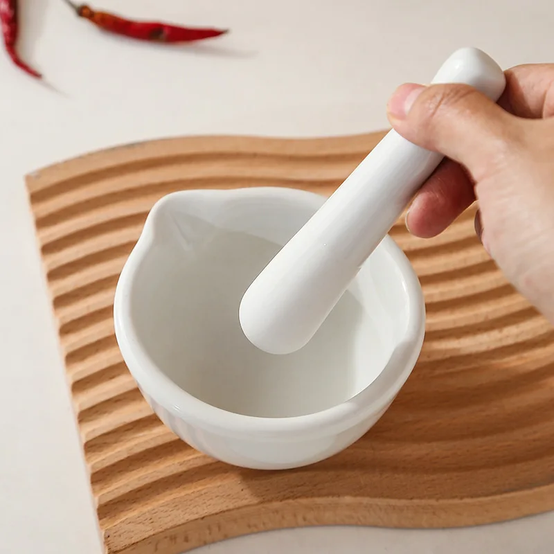 1Pcs 60mm Household Ceramic Mortar Pestle Set Grinding Bowls for Kitchen Spices Teas Garlic Pepper Grinder Herb Mills Mini Size