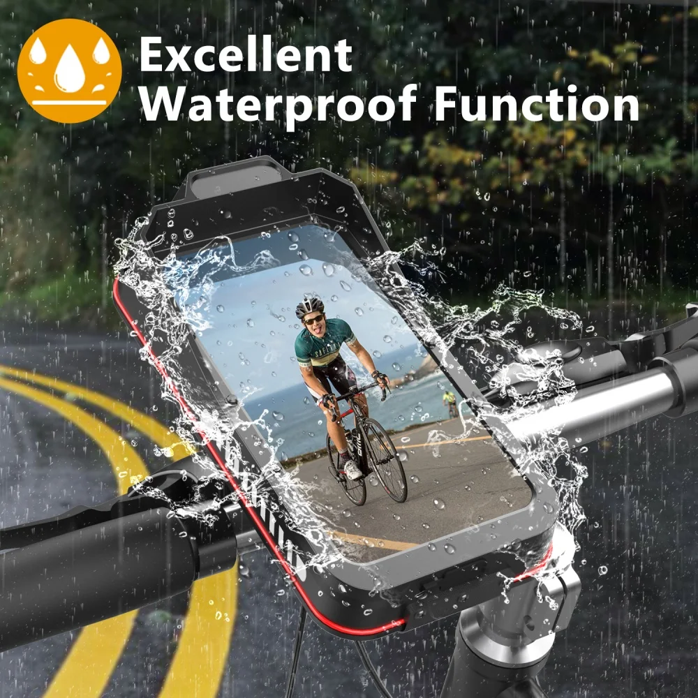 Universal Adjustable Waterproof Motorcycle Bike Phone Mount Anti-Fall Handlebar Holder For 4.7-7.0" iPhone Samsung Xiaomi Huawei