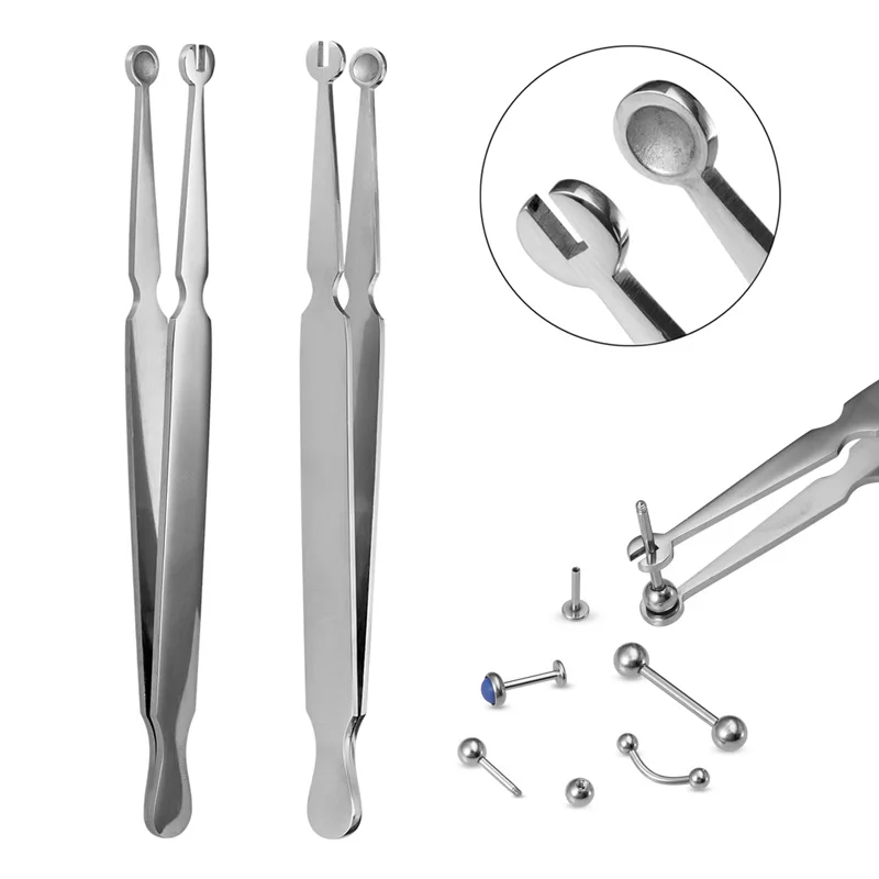 Tweezers Surgical Steel Balls Professional Piercing Clip Body