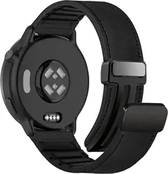 Magnetic Leather - Silicone Hybrid Watch Band - 20mm Universal (Black)