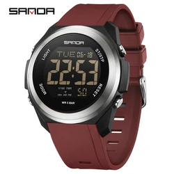 SANDA Vibrant LED Waterproof Sports Watch (Red)