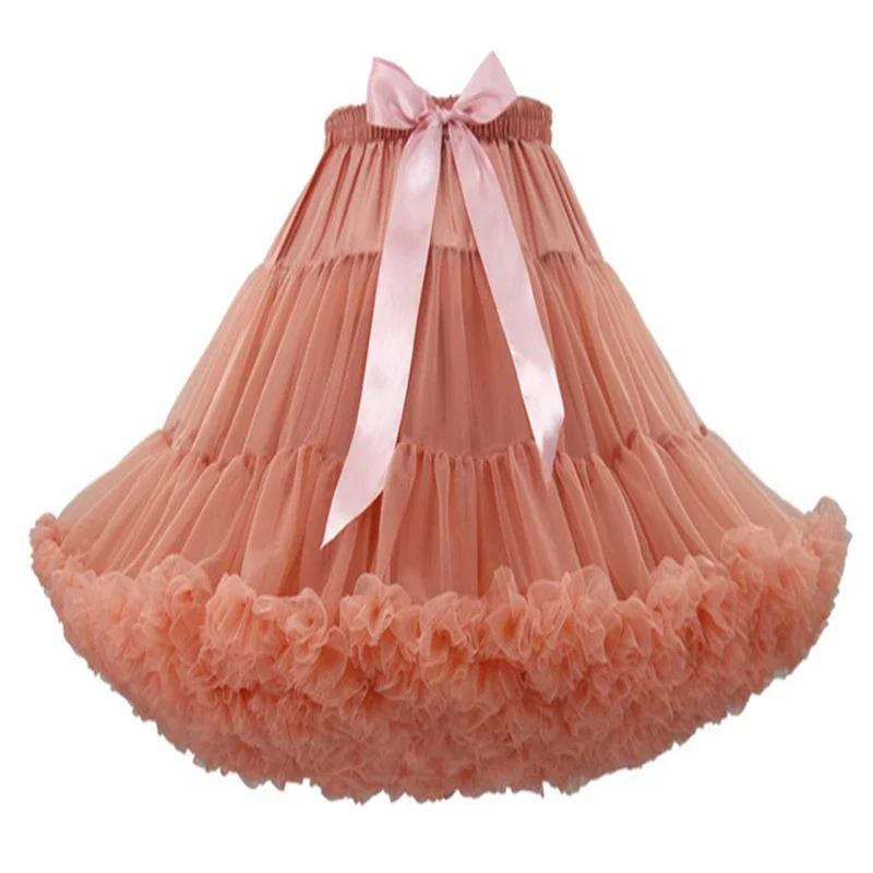 Lolita Petticoat Tulle Tutu Skirt Knee Length Women's Soft Puffy Tulle Petticoats Lolita Ballet Dance Pettiskirts Costume Tutu Skirts Layered Underskirt 55CM Long