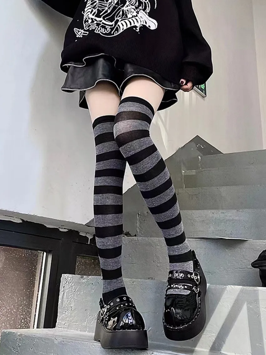 

Цветные однотонные полосатые носки Y2K, женские шикарные чулки, новинка, тонкие женские пикантные элегантные длинные гольфы, мягкие модные