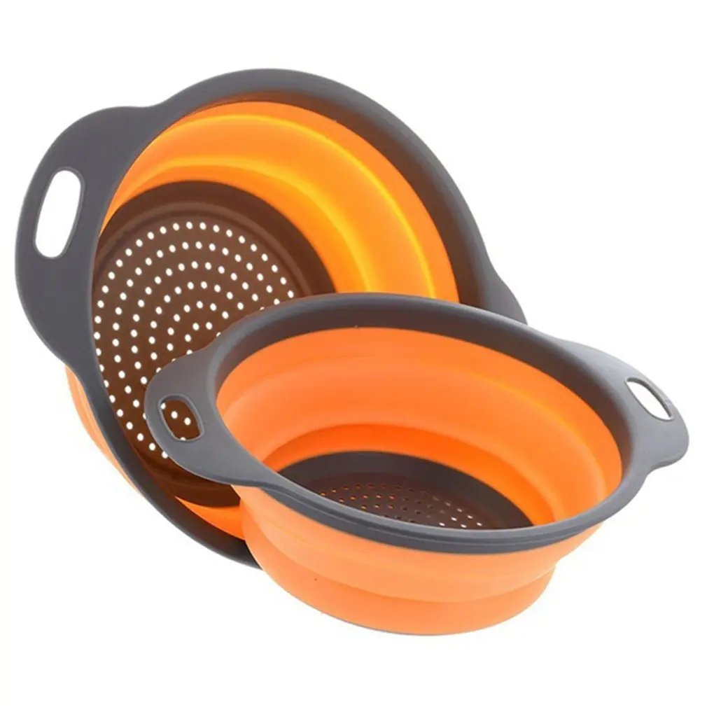 

1pcs Collapsible Strainer Fruit Vegetable Washing Basket Colander Dish Drainer Silicon Colander Drainer Kitchen Storage Tool