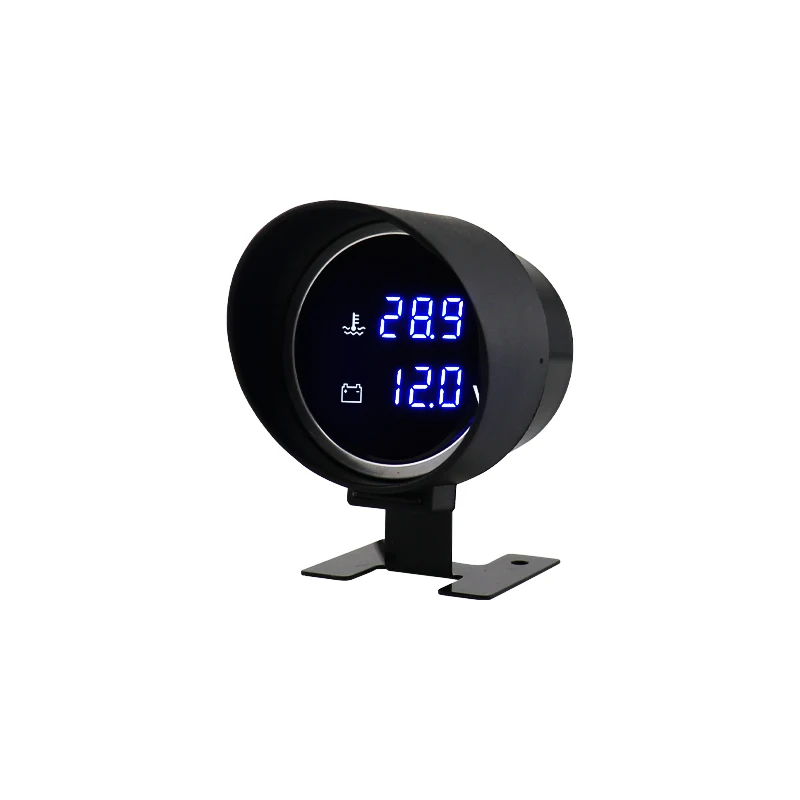 MrGauge 2-in-1 LCD 디지털 자동차 개조용 자동차 전자장치 12V 블루 라이트 수온 전압계 게이지 (온도 센서 포함)