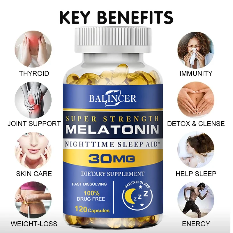 

Melatonin Capsules - Relieve Insomnia, Help Deep Sleep, Improve Work Efficiency, Help Improve Sleep Quality, Reduce Waking Time