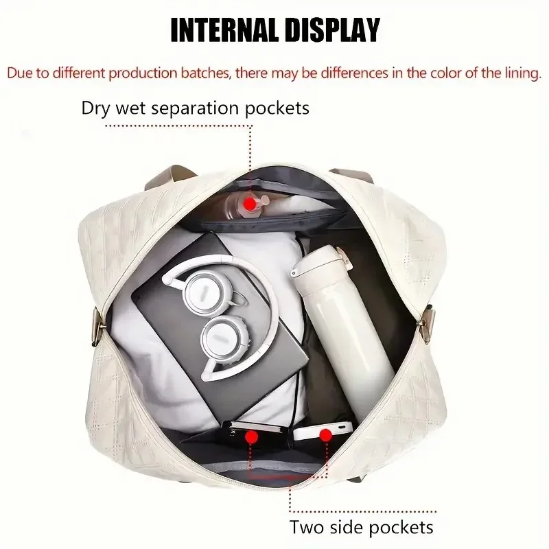 1PC Fashionable Diamond Grid Multifunctional Lightweight Leisure Travel Bag Dry Wet Separation Waterproof Train Sports Yoga Bag