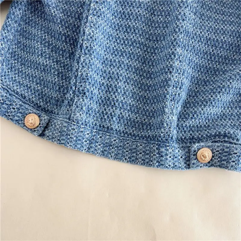 جاكيت دنيم نسائي أنيق بتصميم ريترو، كارديجان قصير، ملابس خارجية نسائية جديدة لربيع وصيف، نمط كوري شعبي