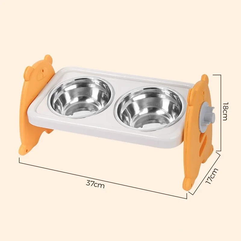 Stainless Steel Elevated Dog Bowls with Bamboo Stand