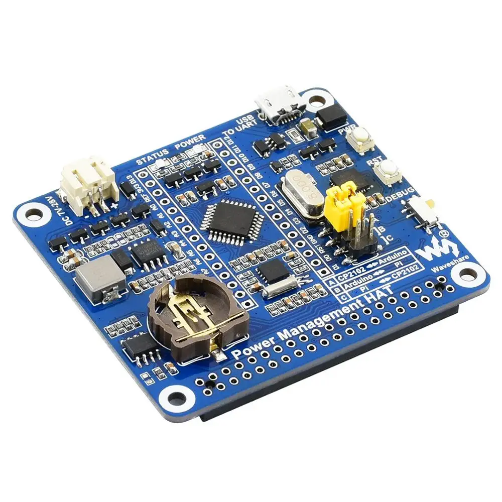 Waveshare Power Management Hat For Raspberry Pi With Embedded  Mcu And Rtc  For Ard Uino