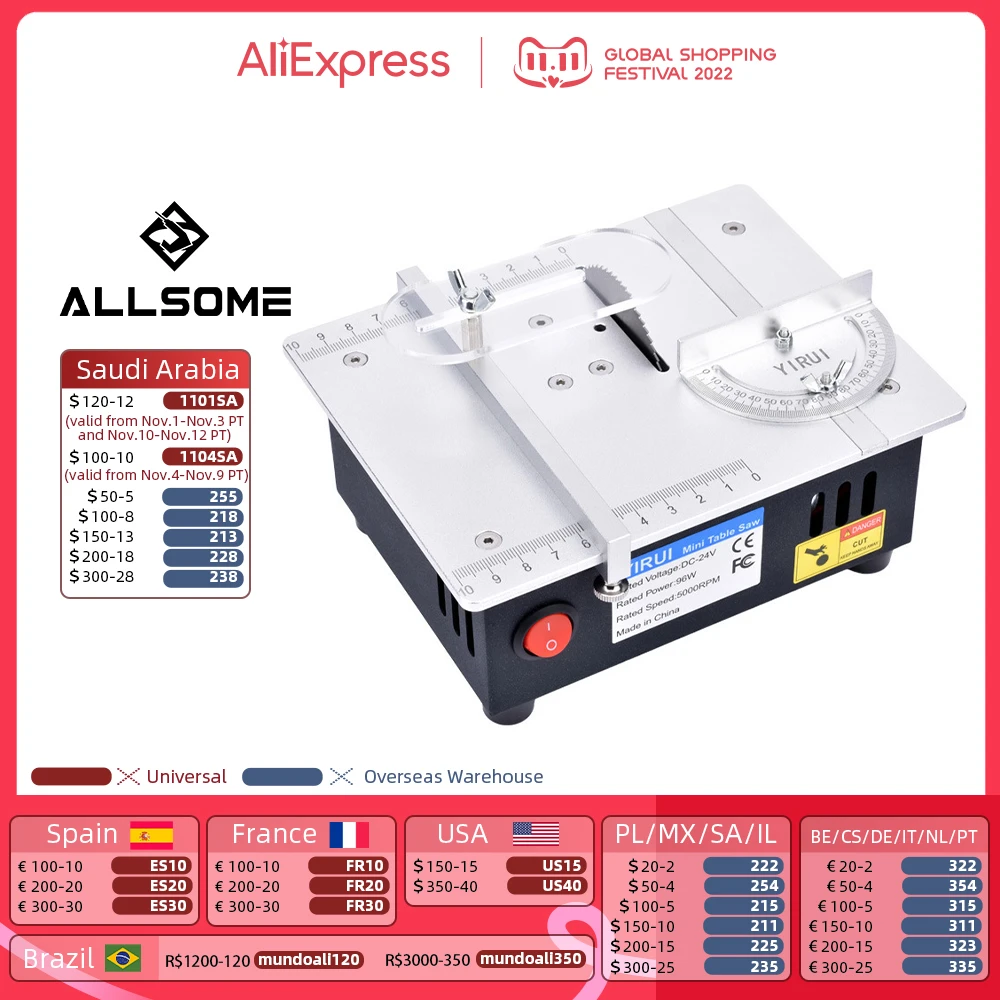 Allsome S2 96w Mini Table Saws Electric Bench Saw Diy Model Household