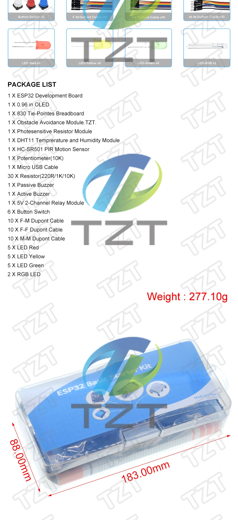 Tzt Basic Starter Kit für esp32 ESP-32S Wifi Development Board für Arduino Projekt Learning Kit mit Tutorials esp32 Kit – Detail 4