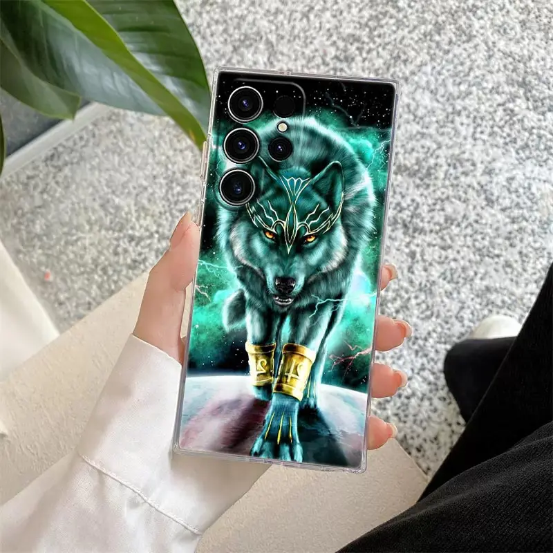 Tigre Wolf Lion Animal Phone Case For Samsung S24 S23 Ultra S22 S20 Plus S21 FE Clear Cases Cover Galaxy S24Ultra S235G Fundas