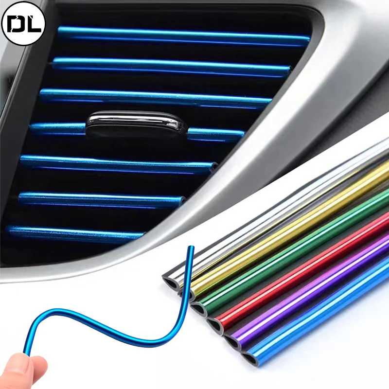 

10pcs/set Universal Car Air Conditioner Vent Outlet Trim Strips U Shape Chrome Colorful Shiny Car Trim Strips Decoration