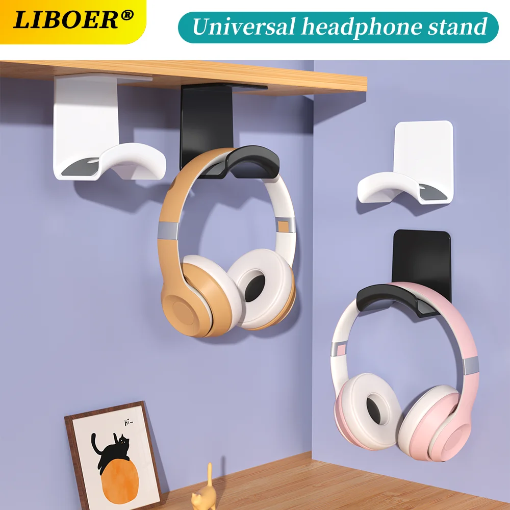 Universal-Headphone-Stand-Adhensive-Plastic-Wall-Mount-Hanger-Under ...