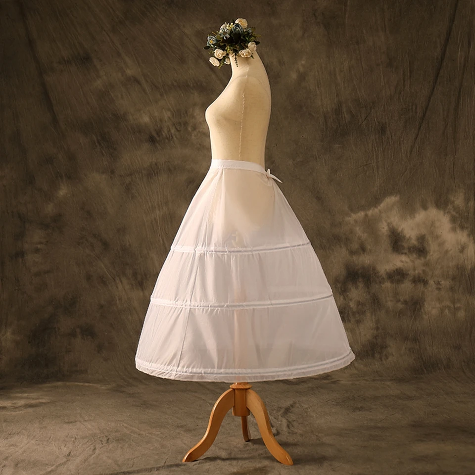 Auf Lager: 3-Reifiger, einlagiger, weißer A-Linien-Blumenmädchenkleid-Petticoat, Kinder-Krinoline-Unterrock, Hochzeitsaccessoires, Übergröße – Detail 5