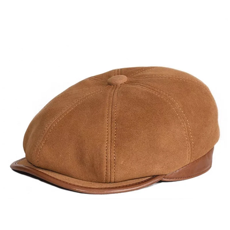 Retro-Man-Genuine-Suede-Leather-Duckbill-Boina-Thin-Berets-Hats-For-Men ...