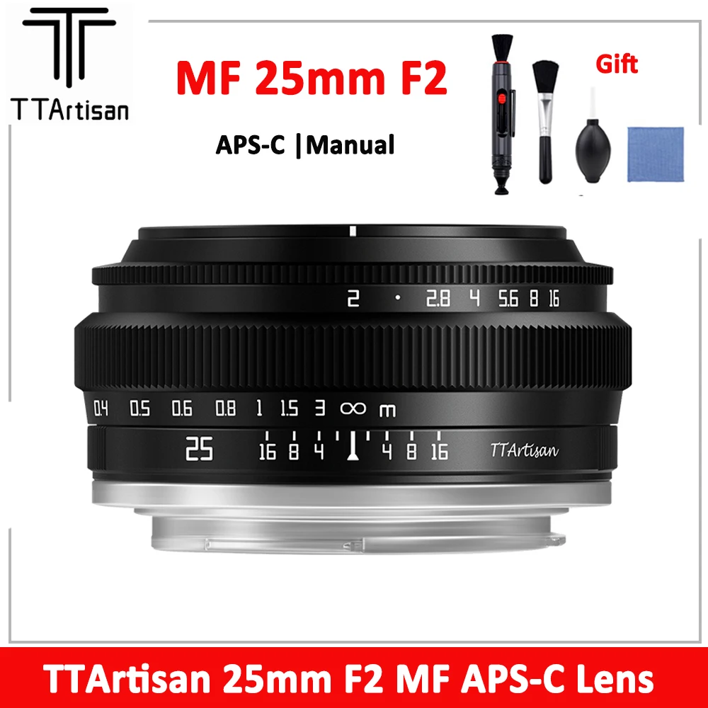 Ttartisan 25Mm F2 Aps-C Manuale Prime Lens Per Canon Ef-M Canon Rf Nikon Z Sony E Fujifilm Xf Panasonic Olympus M43 L-Mount