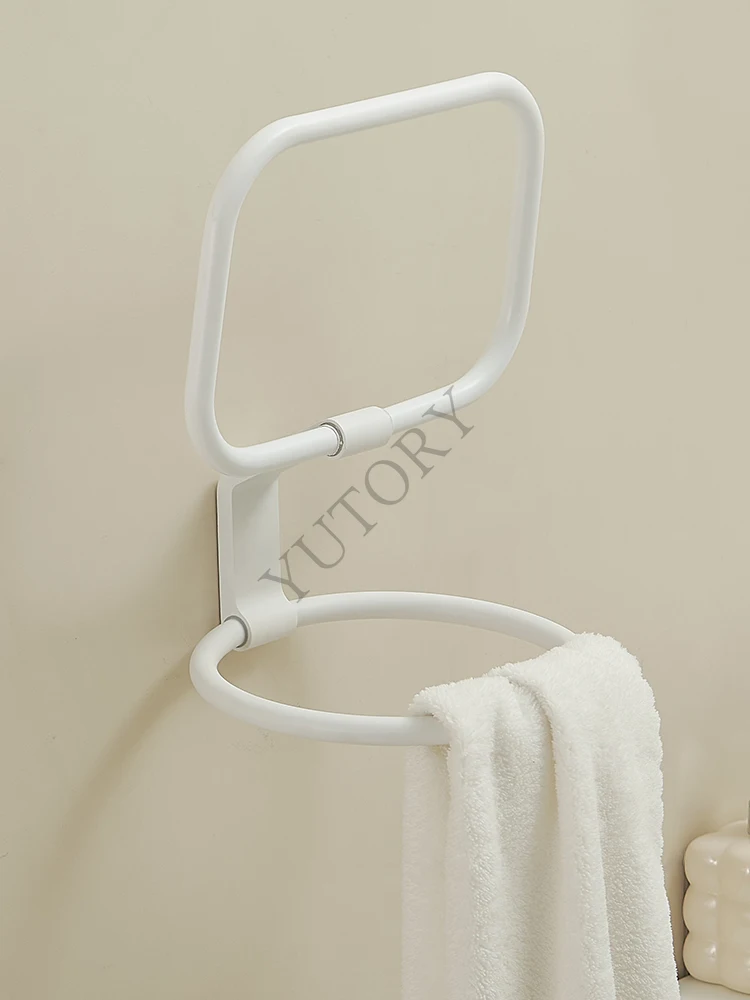 Bathroom Toilet Hanging Towel Ring Toilet Towel Rack Elegant White Cream Wind Space Aluminum