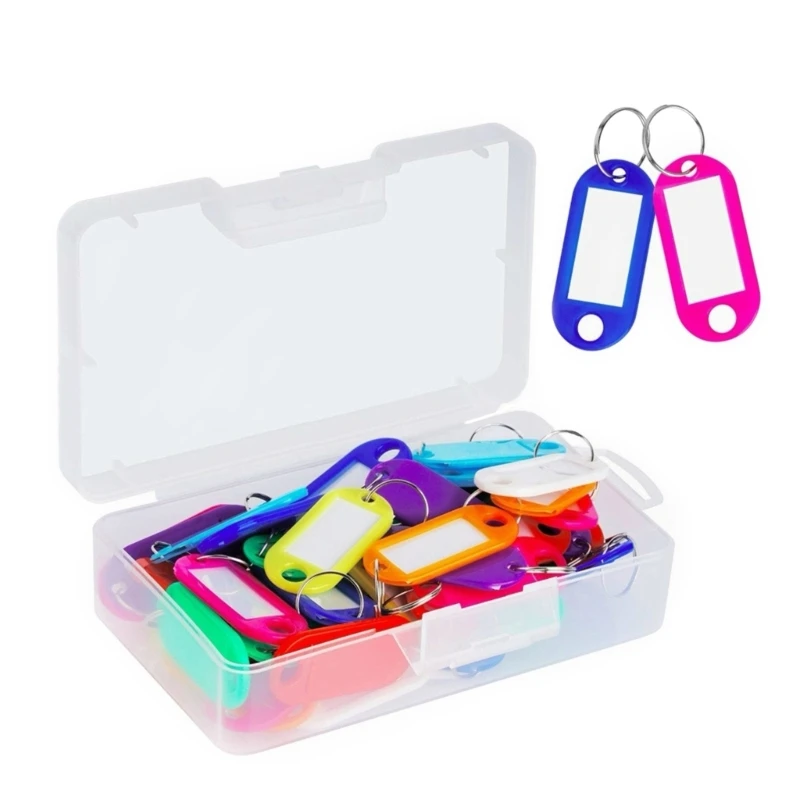 

50 Pack of Writable Plastic Key Tags Keychains Key Chain Tags Key Tags Mark Hotel Number Classification Tags L21D