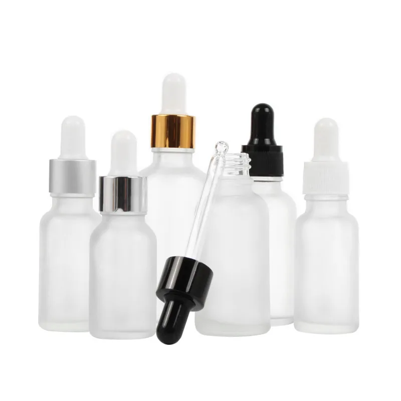 12Pcs/Lot 5 10 15 30 50 100ml Frost Glass Dropper Bottle Empty Cosmetic Packaging Container Vials Essential Oil Bottles