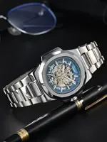 LONGLUX Men automatic mechanical watch luxury watches waterproof skeleton business cheap wholesale stainless steel gift watch 2