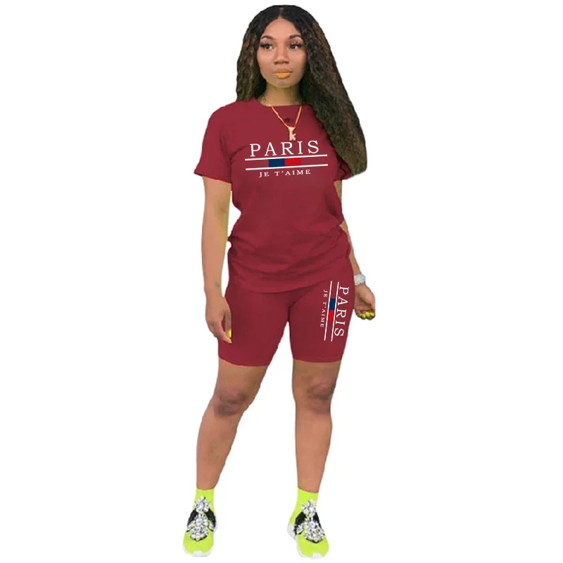 Women T-Shirts New Quality Casual Woman Clothing Summer Two Piece Set for O-Neck Shorts Daily Short Sleeve Tracksuit Hot Sales - 5