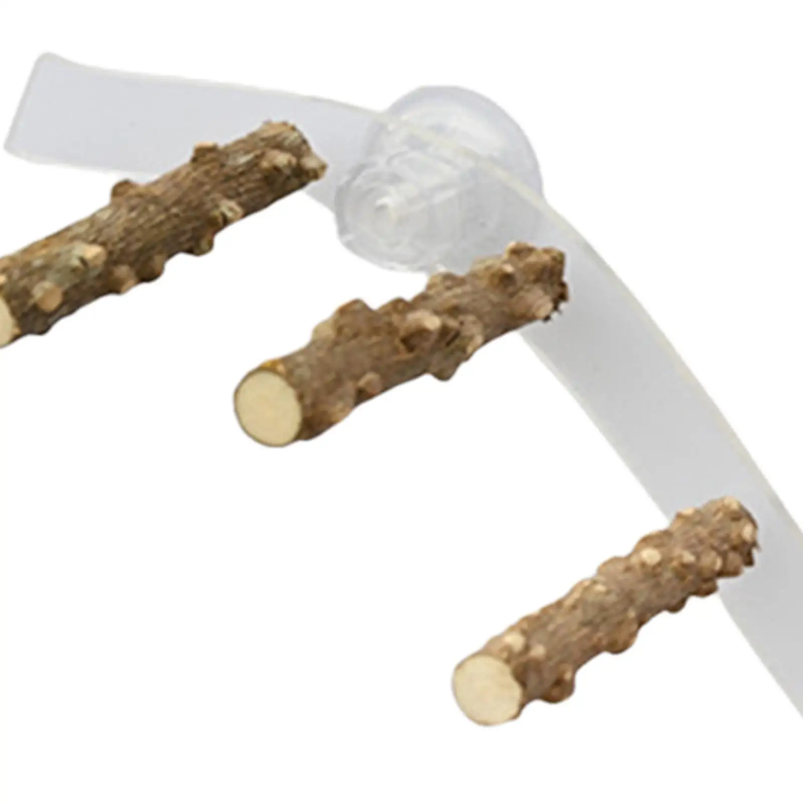 Suction Cup Wood Perch Toy Cage Accessories Ladder Parrot Perch Stand for Cockatiel Hummingbird Bluebirds Parakeet Budgie