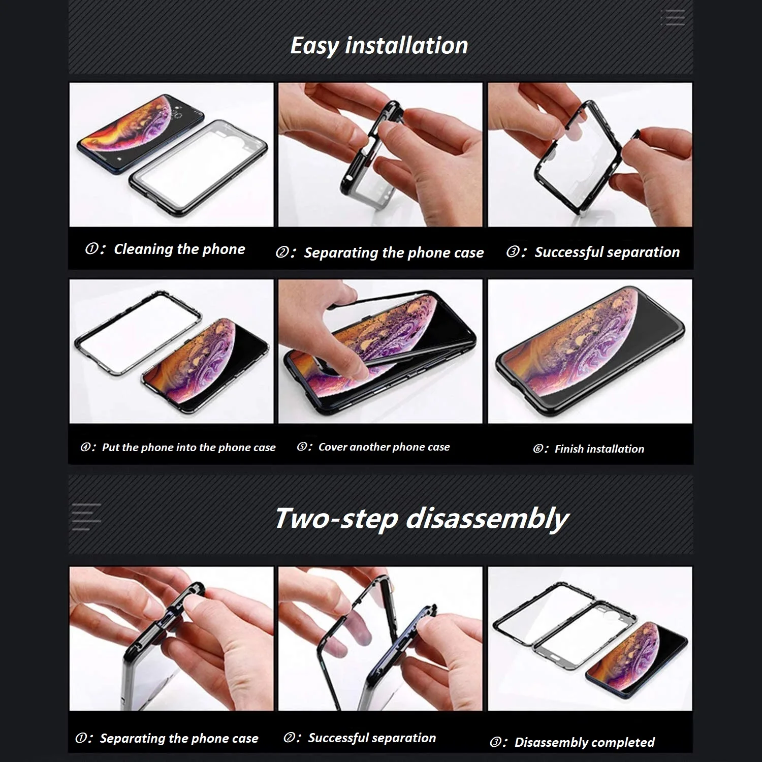 Double Sided Glass Magnetic Case For Samsung Galaxy S24 S23 S22 S21 S20 S10 S9 S8 Plus Ultra For Note 20 Ultra Glass Cover